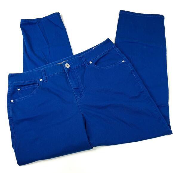 Bandolino | Mandie Bold Blue Straight Leg Jeans 98% Cotton Womens 14 PETITE - Picture 1 of 7